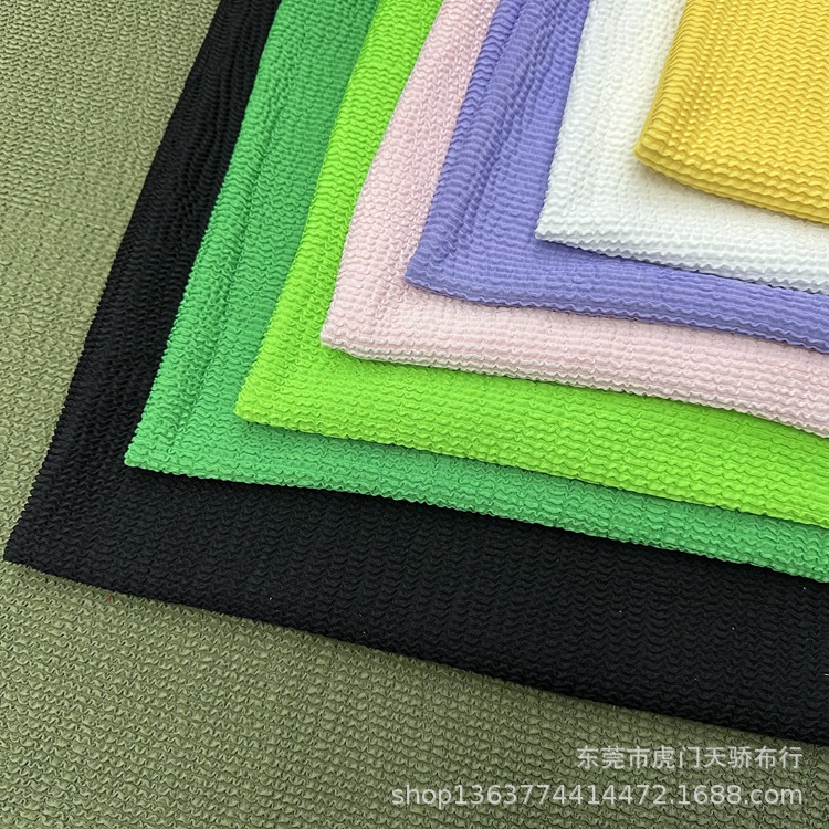Ready Stock Knitted Wave Pattern Crinkle Fabric 300g Vertical Stripe Crinkle Fabric 600g Thickened Wave Pattern Swimwear Fabric