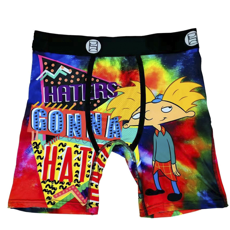 Picture of Men's Underwear Cartoon Print Men's Quick-Drying Boxer Briefs Sports Underwear Fitness Extended Underwear Men's Wholesale