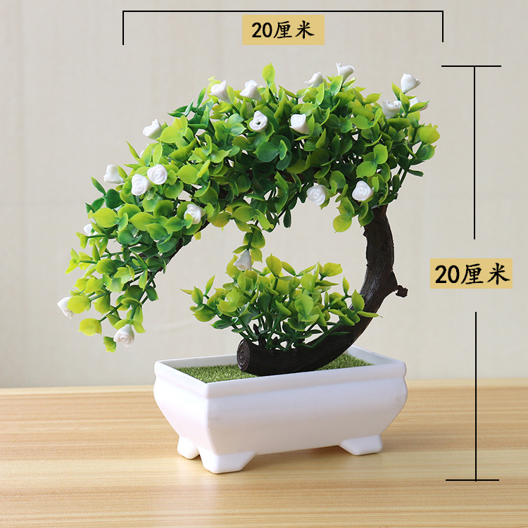 Picture of Sakura Snowball Simulated Plant Potted Grass Ball Bonsai Small Tree Home Decoration Flower Ornament Creative Mini Small Round Ball