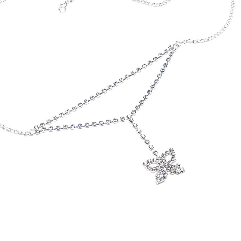 Picture of European and American clothing accessories fashion water drop bow rhinestone waist chain popular elements personality simple sexy body chain