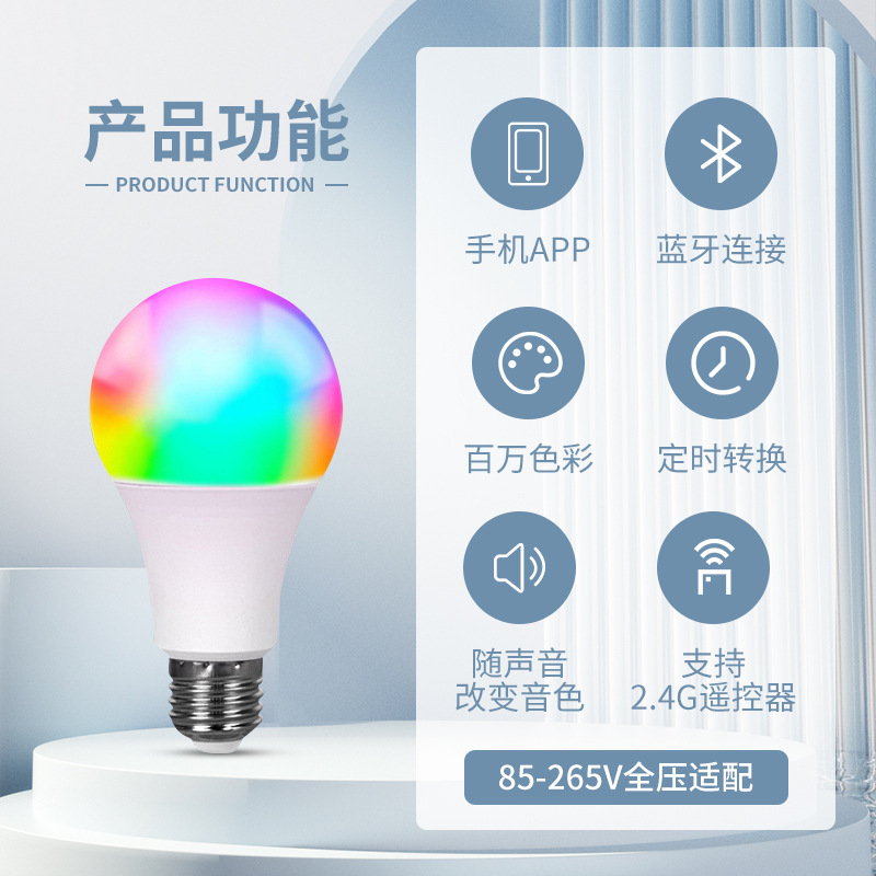 Picture of Cross-border E27 home graffiti Bluetooth RGB bulb lamp 9W color smart APP control bulb atmosphere Decoration lamp