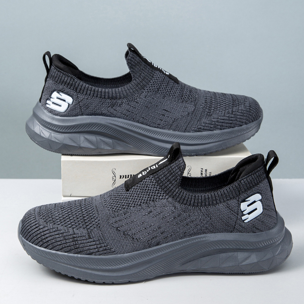 24 New S Slip-on Men's Casual Shoes Cold Adhesive Technology Ultra Light Soft Bottom Mesh Breathable Middle-aged and Elderly Walking Shoes