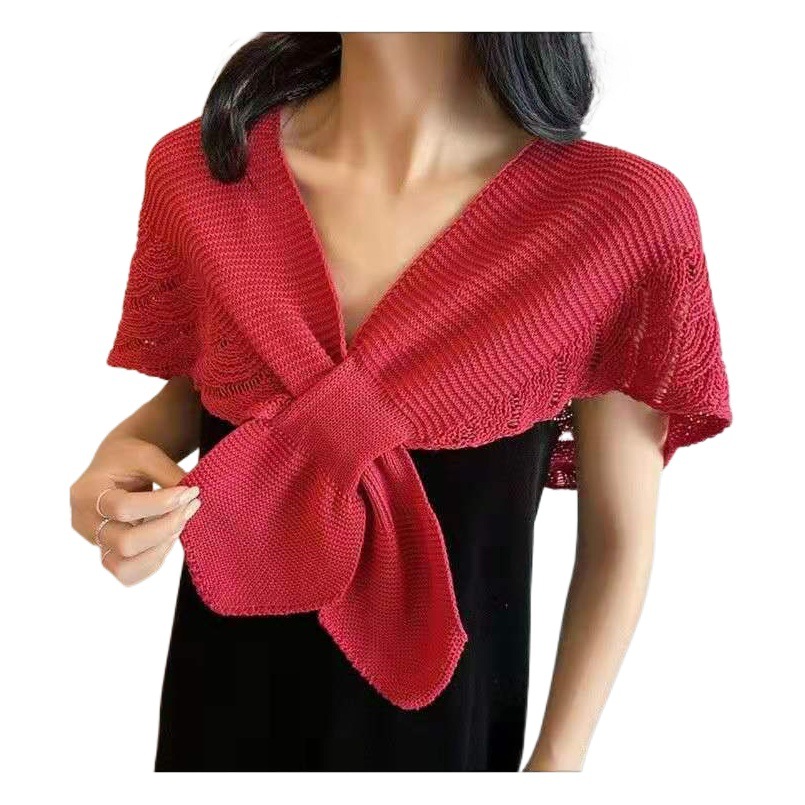 Women's All-match Age-reducing Crow's Feet Style Women's Spring and Summer Women's Cervical Spine Protection Air-conditioned Room Shoulder Scarf