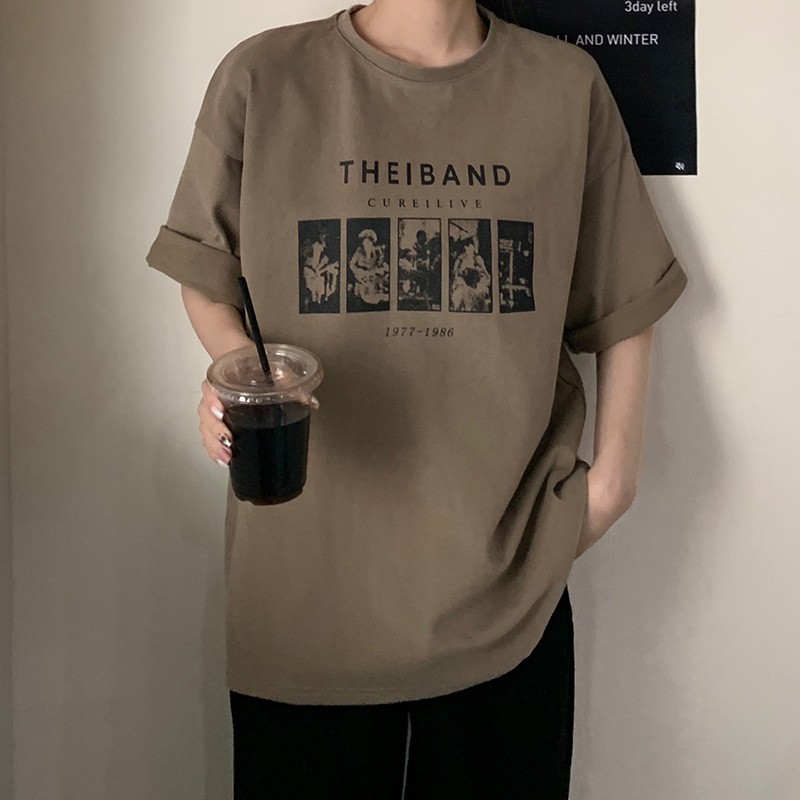 Picture of Short-Sleeved Women's Mid-Length T-Shirt Korean Style Loose Bottoming Shirt 2025 Summer New Ins T-Shirt Top