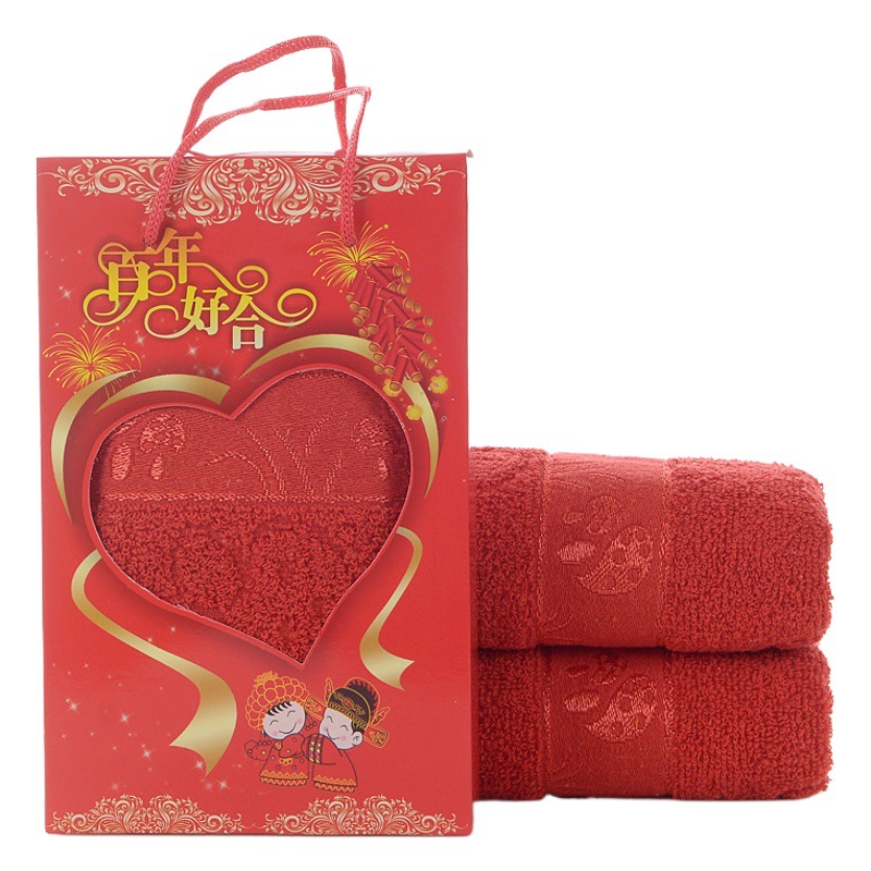 Big red towel wedding return thickened wholesale wedding towel pure cotton wedding shop gift for 100 years