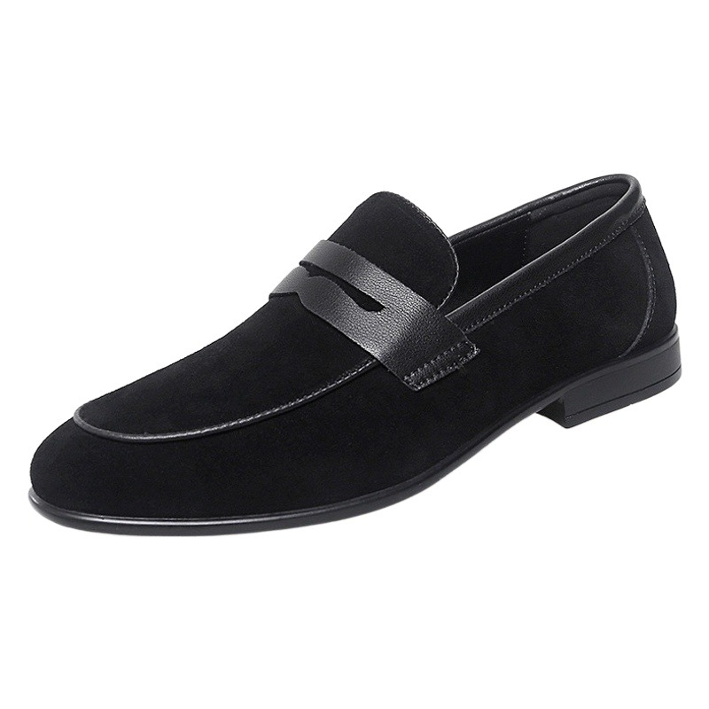 Loafers Men's Doudou British Business Formal Slip-On Leather Shoes Korean Breathable Brogue Hairstylist Pointed Toe Men's Shoes