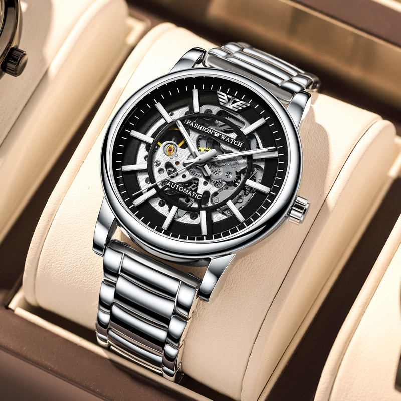 Live Explosions Black Samurai Hollow Men's Mechanical Watch Fashion Waterproof Luminous Automatic Watch Men's One-Piece Hair