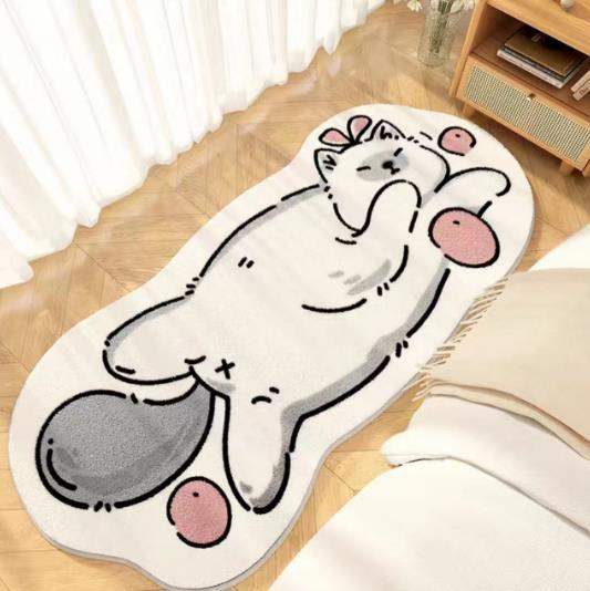 Picture of Cute Cartoon Cat Cashmere Carpet Ins Princess Bedroom Bedside Blanket Cushioned Cat Sense Balcony Bay Window Mat for Hair