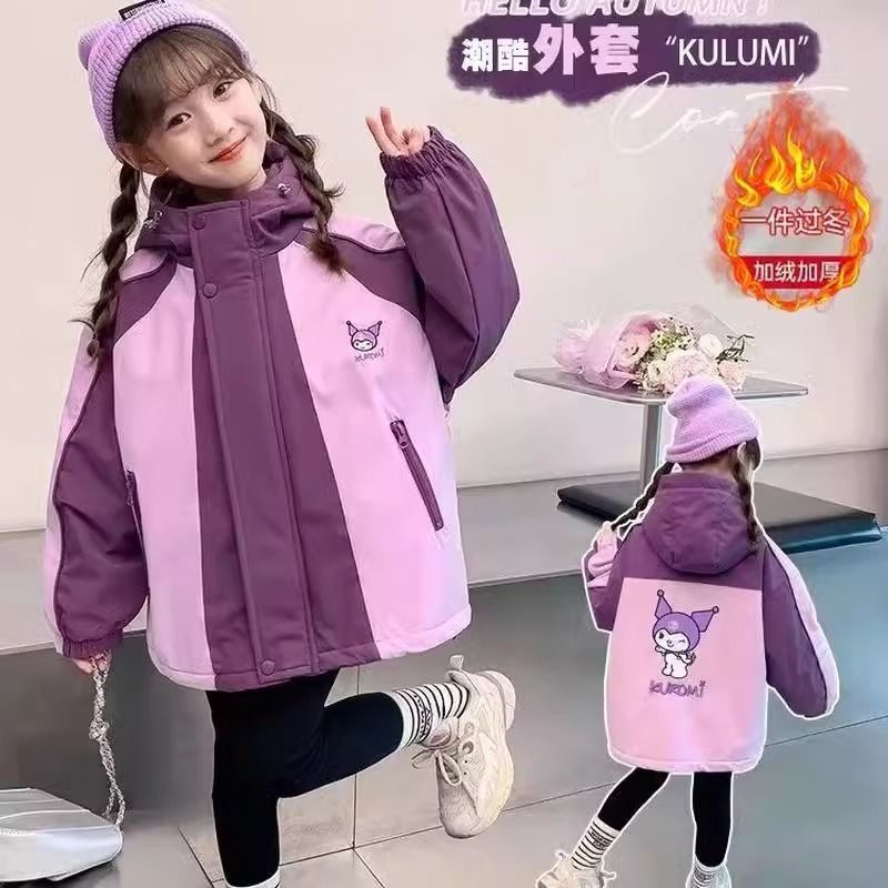 Clearance Girl's Jacket Winter fleece-lined Thickened Children's Western Style Little Girl's Winter Cartoon Coat Cute