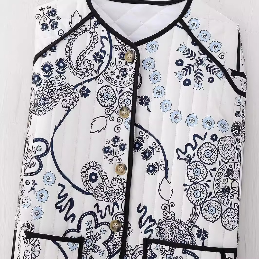 Picture of Y5838 European and American Women's 2023 Autumn New Printed Loose Quilted Cotton Jacket Casual All-match Lightweight