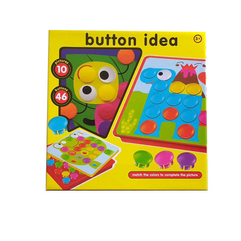 Picture of Large-grain button jigsaw puzzle mushroom nail originated from American early childhood Children's Enlightenment puzzle color matching combination toy