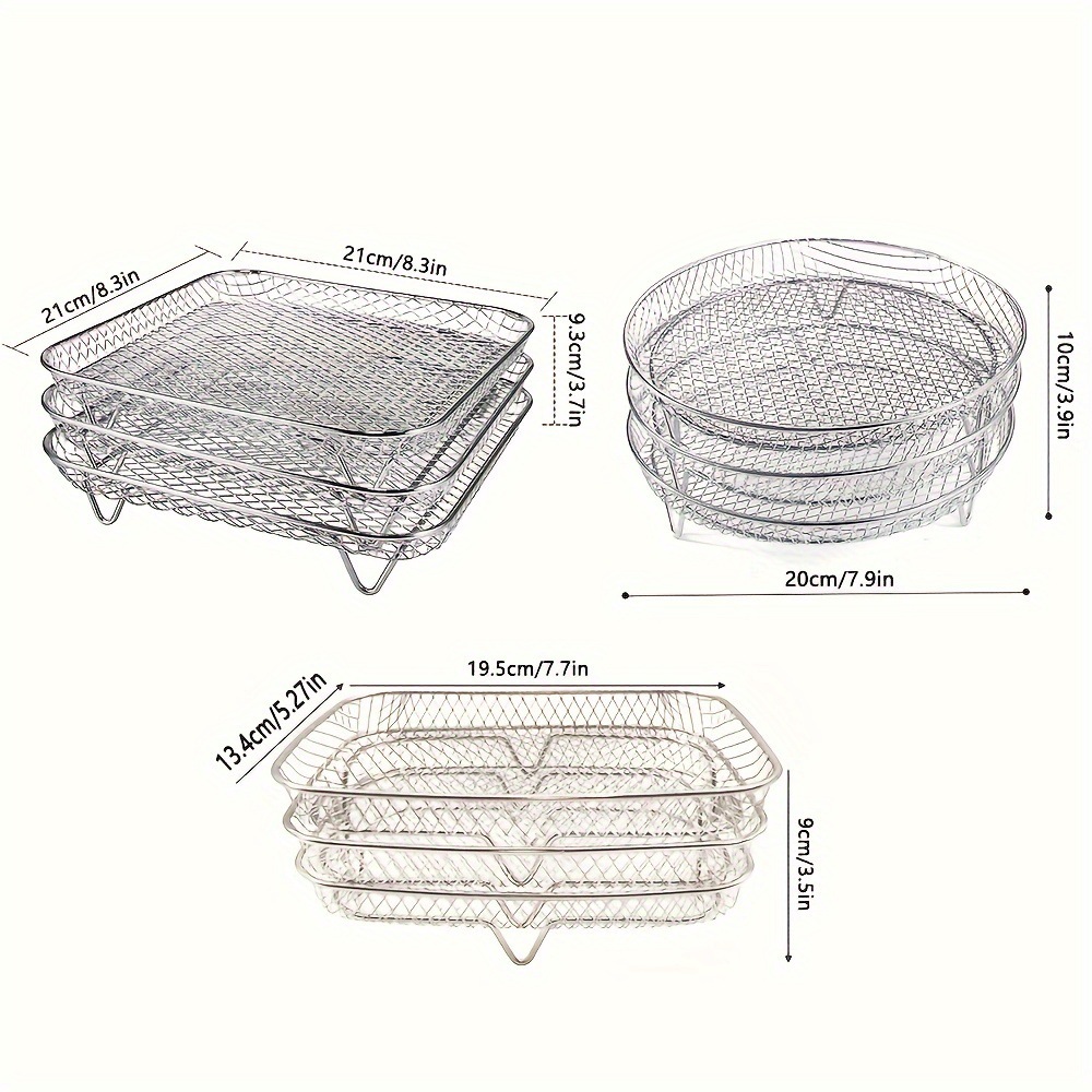 Picture of Cross-border three-layer stainless steel grill multifunctional air fryer rack 304 stainless steel air fryer basket tray