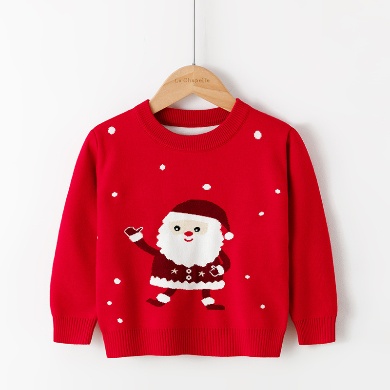Picture of Factory wholesale boys' cartoon bottoming pullover girls' round neck Christmas sweater children's Korean-style European and American children's clothing