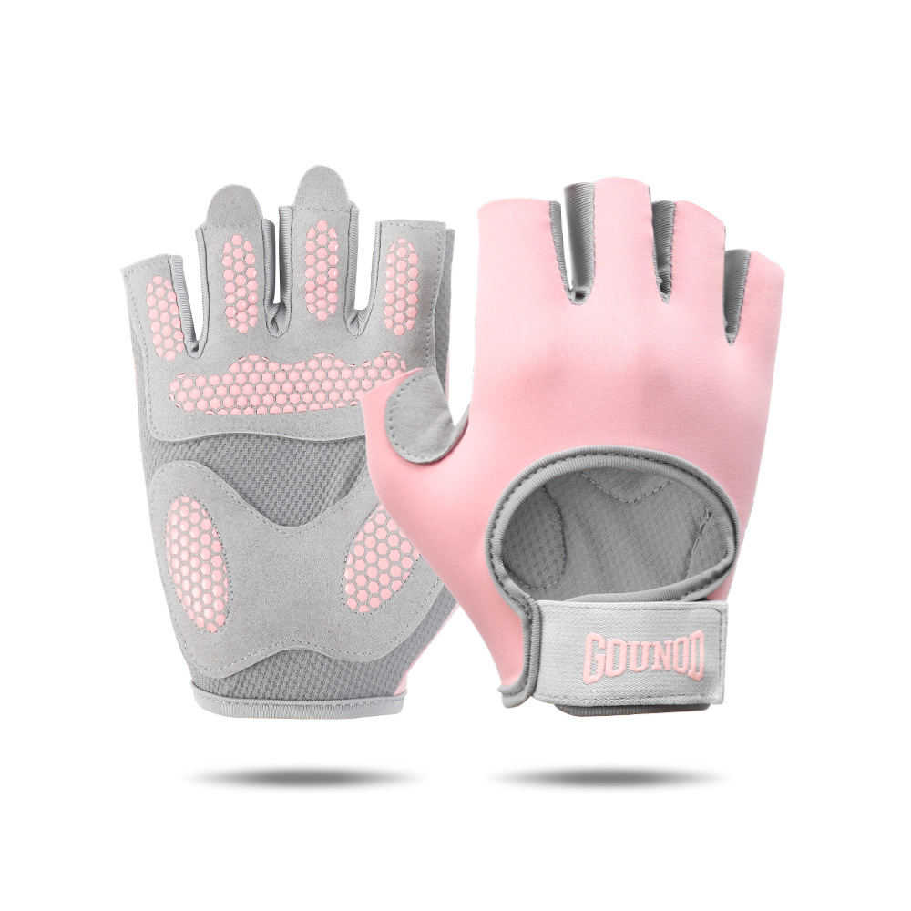 Picture of New half finger gloves dumbbell horizontal bar sports fitness equipment exercise gloves men's and women's silicone non-slip thickened palm protector