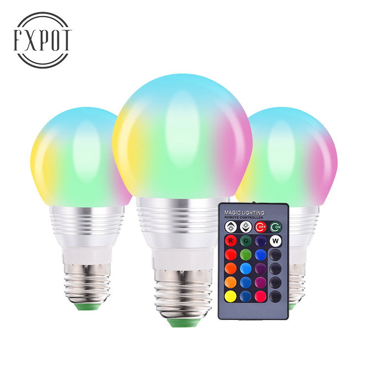 in stock supply the same day delivery 3W RGB bulb Q4 table tennis LED colorful remote control dimming light