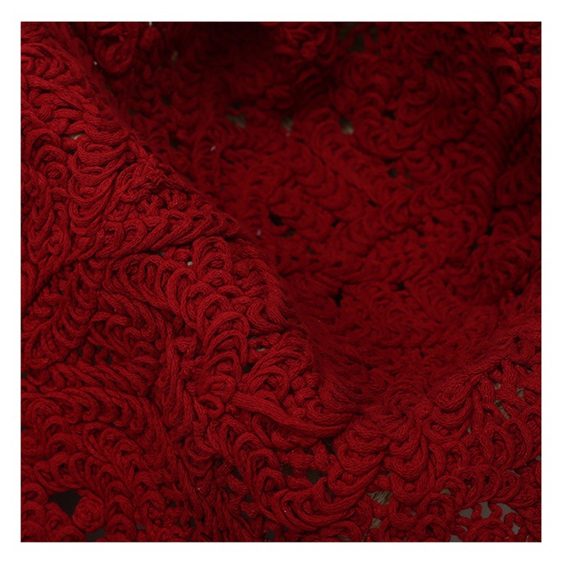 Factory supply heavy crochet rope embroidery knitted lace ribbon fabric autumn and winter women's dress dress dress cloth
