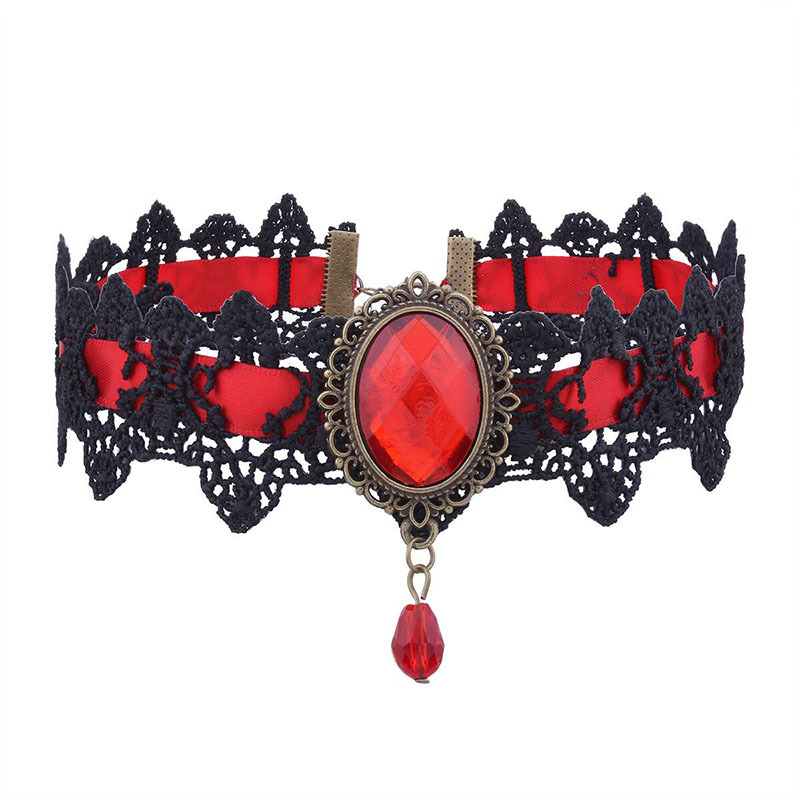 Picture of European and American Cross-Border Best-Selling Necklace Gothic Retro Punk Choker Lace Necklace Braided Choker Clavicle Chain for Women