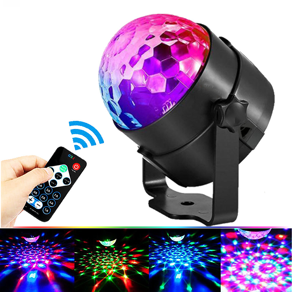 Remote Control Led Small Magic Ball Light USB Voice-Controlled Mini Crystal Magic Ball Light Colorful Voice-Controlled Rotating Laser Stage Lighting
