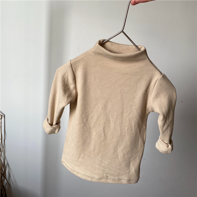 Picture of GL-kids Korean-style Autumn and Winter Children's Sanding Cotton Thickened Base Shirt Half-high Collar All-match Top for Boys and Girls