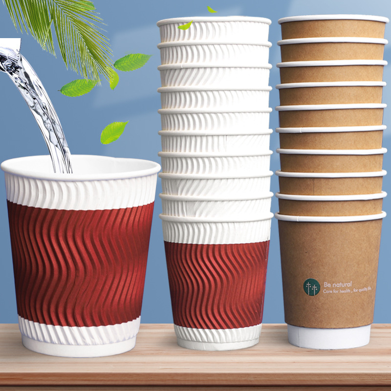 Deli paper cup disposable water Cup household commercial thickened hardened environmental protection hard full box wedding cup red