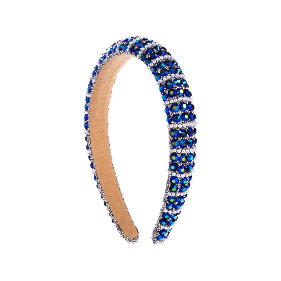 Picture of European and American-style Cross-border Grab Chain Rhinestone Small Edition Sponge Headband Headband Baroque Full Diamond Pearl Pressure Hair Headwear Hair Accessories