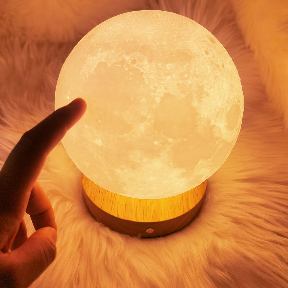 Picture of Moon Light Rotating Sleep Moon Night Light Bedroom Desk Rechargeable Table Lamp Bedside Lamp Creative Gift Atmosphere Lamp