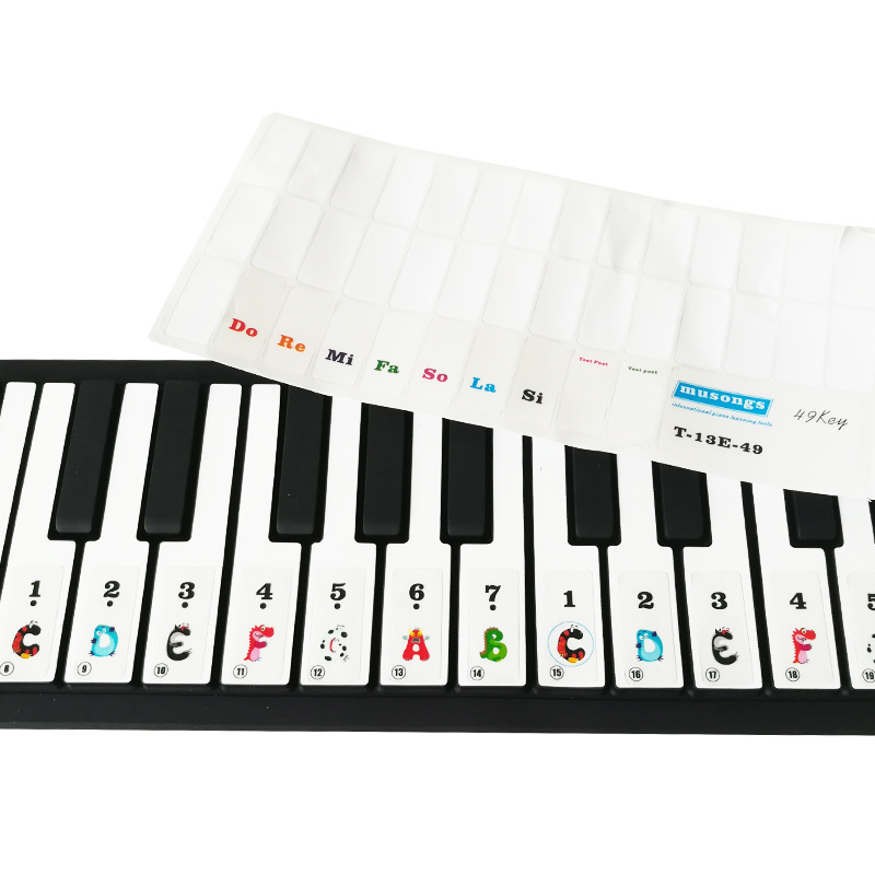 Picture of Yunzhiqu piano sticker color simple spectrum 61 key special sticker transparent five-line spectrum electronic organ cartoon English