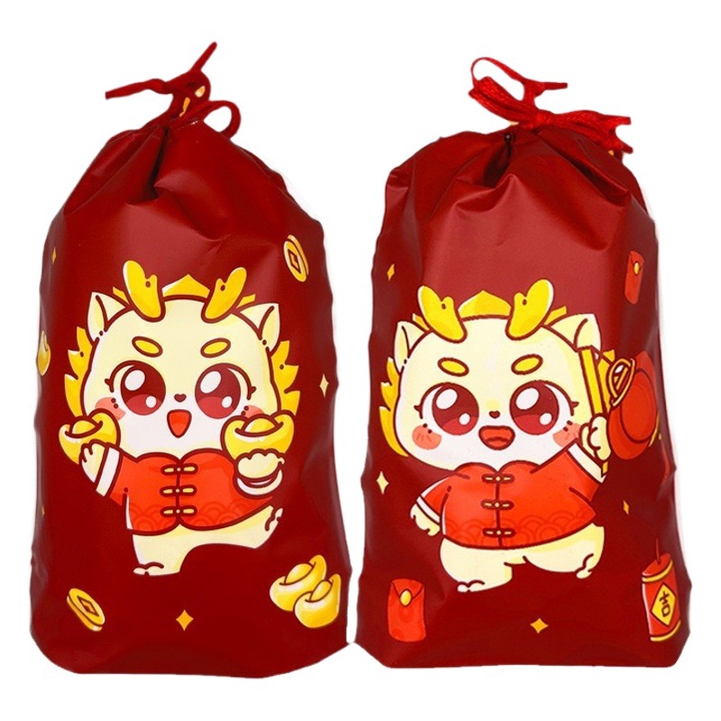 In stock Spring Dragon year red envelope socks underwear festive red storage bag gift candy drawstring drawstring packing bag