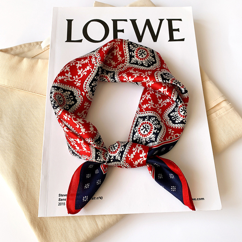 Picture of 2024 New Style Silk Scarves Women's Spring and Summer Fashion Printed 100 Mulberry Silk Small Square Scarf South Korea Ribbon Scarf