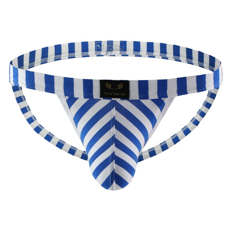Factory Wholesale Men's Sexy Underwear Cotton Low Waist Striped Double Ding Underwear Men's Breathable Comfortable Men's Underwear Cross Border