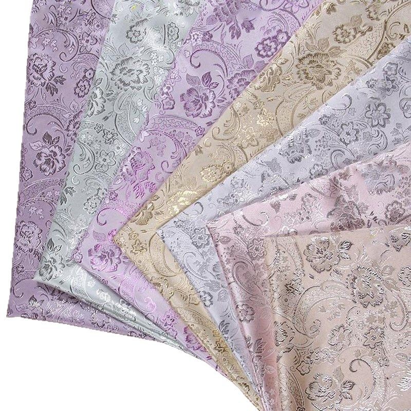 Picture of In-Stock 150cm Woven Western-Style Dyed Jacquard Fabric for Gift Box Packaging, Pink with Gold and Silver Threads Jacquard Fabric