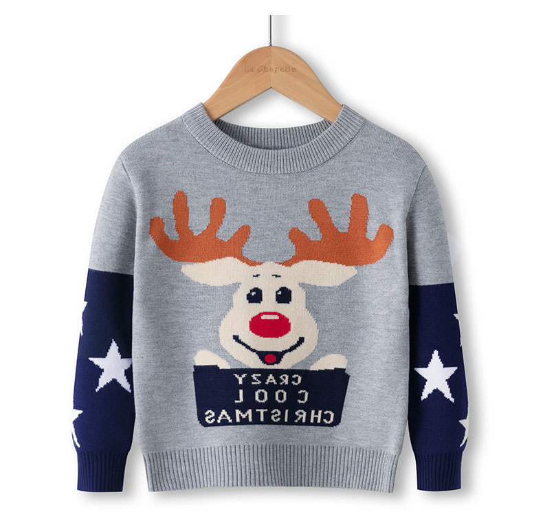 Picture of Factory wholesale boys' cartoon bottoming pullover girls' round neck Christmas sweater children's Korean-style European and American children's clothing