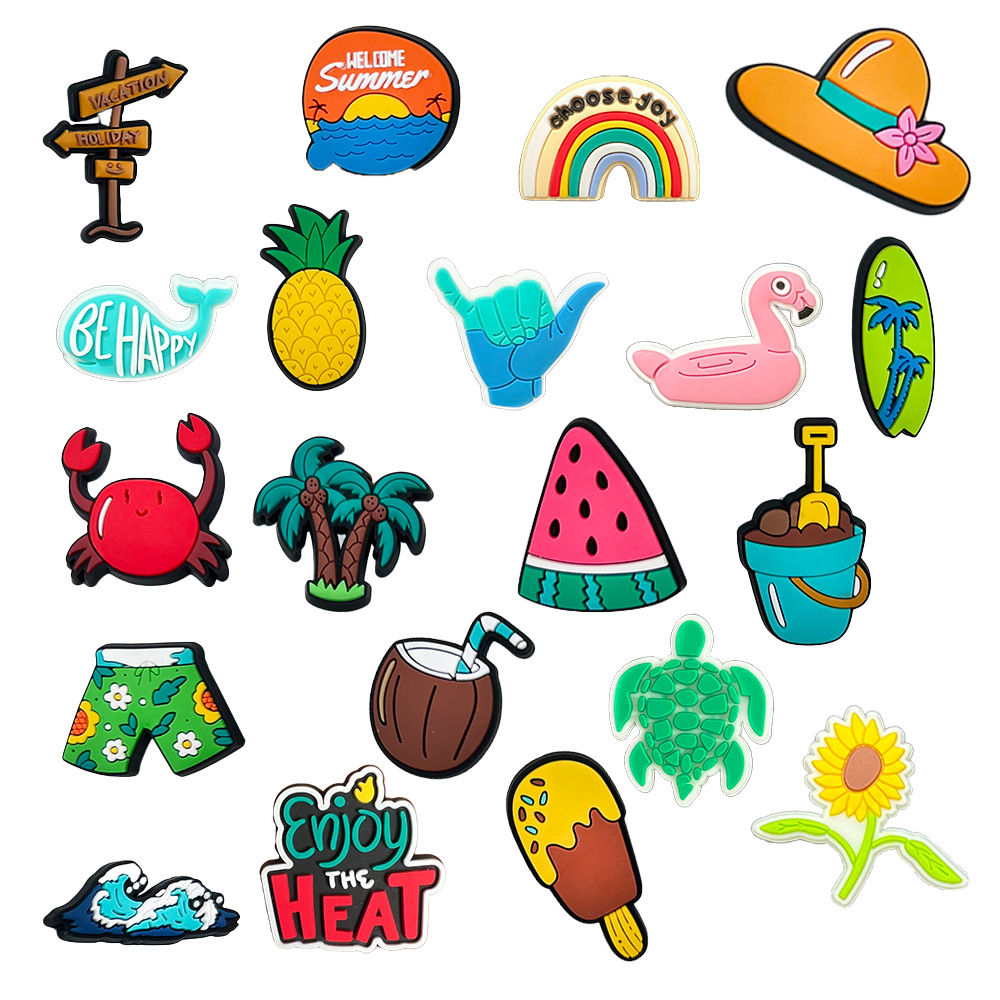 Hot Summer Style Beach Series Cartoon Cute Cave Shoes Shoes Flower Shoes Buckle DIY Soft Rubber Personalized Shoe Accessories