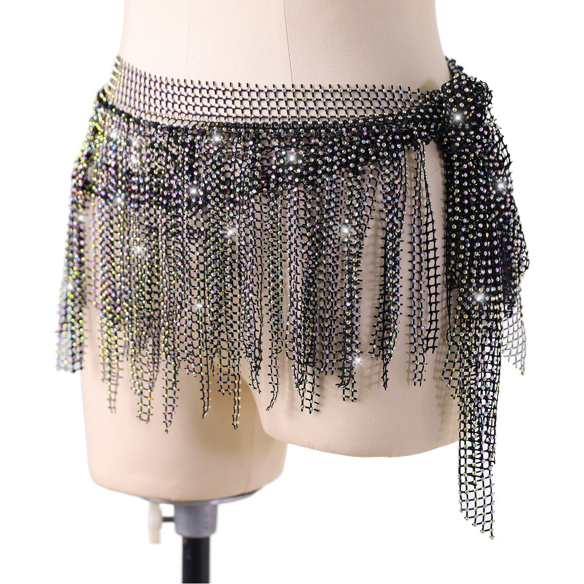 Dancer Handmade Flash Diamond Hip Towel Belly Dance Tassel Waist Chain Multi-layer Hot Diamond Dance Accessories Fart Curtain Y1016