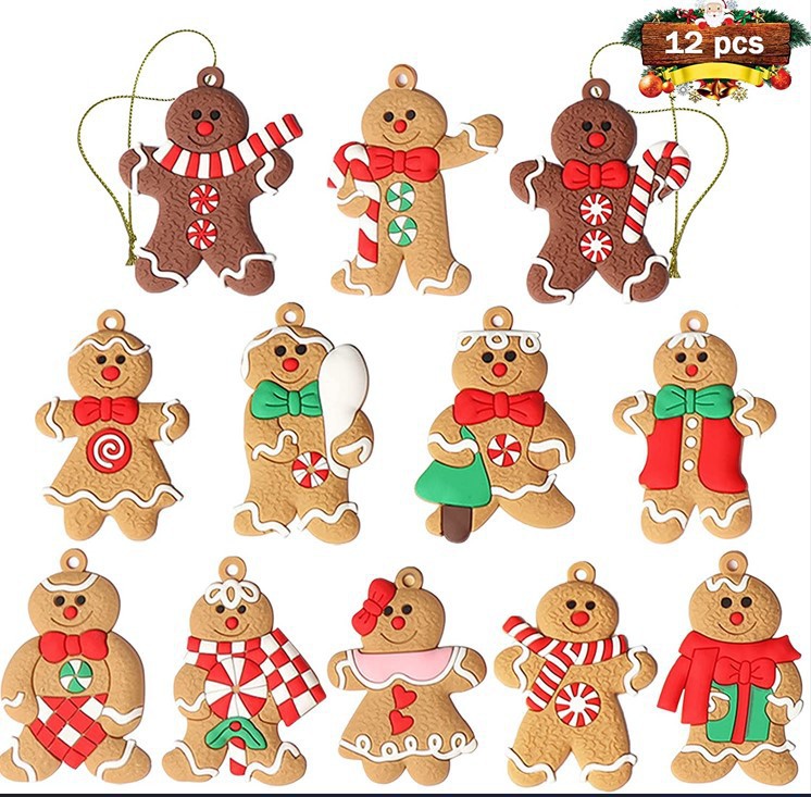 Picture of 2024 New Christmas Tree DIY Pendant Gingerbread Man Twelve Source Manufacturer Christmas Scene Arrangement Pendant