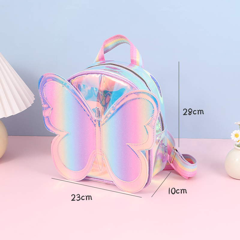 Picture of Rainbow TPU High Color Value Protection New Butterfly Backpack Children's Dance Decoration Schoolbag for Primary School Students Macarons