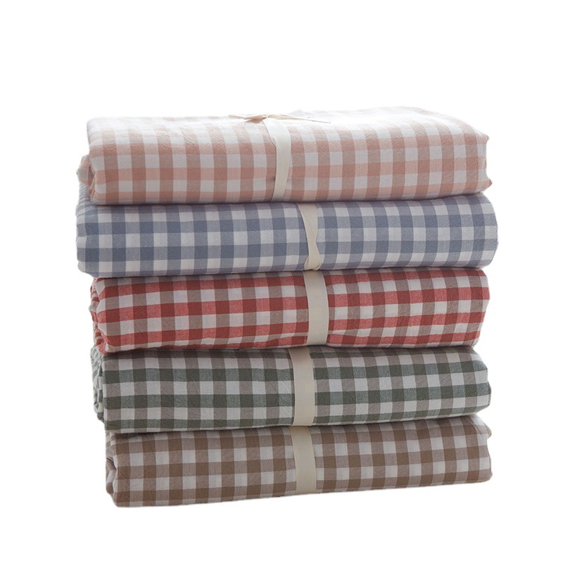 Cross-border Spot Class A Cotton Washed Cotton Quilt Cover Plaid Single Piece Dormitory Student Quilt Single Cotton Double Quilt Cover