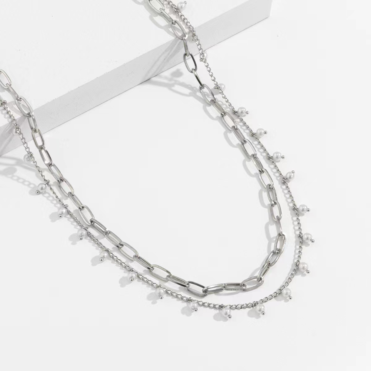 Picture of Small fragrant style temperament imitation pearl waist chain retro multi-layer chain geometric body chain Europe and the United States cross-border