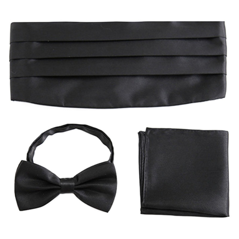 Men's Dress Waist Cover Square Square Wedding Best Man Tuxedo Suit Bow-tie Single Circle Bow-tie Pocket Square Three-piece Set