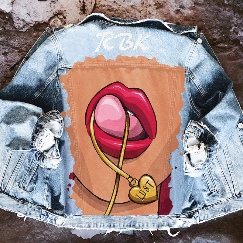Cross-border women's coat 2023 Winter new printed European and American Denim jacket Amazon AliExpress hot sale 1483