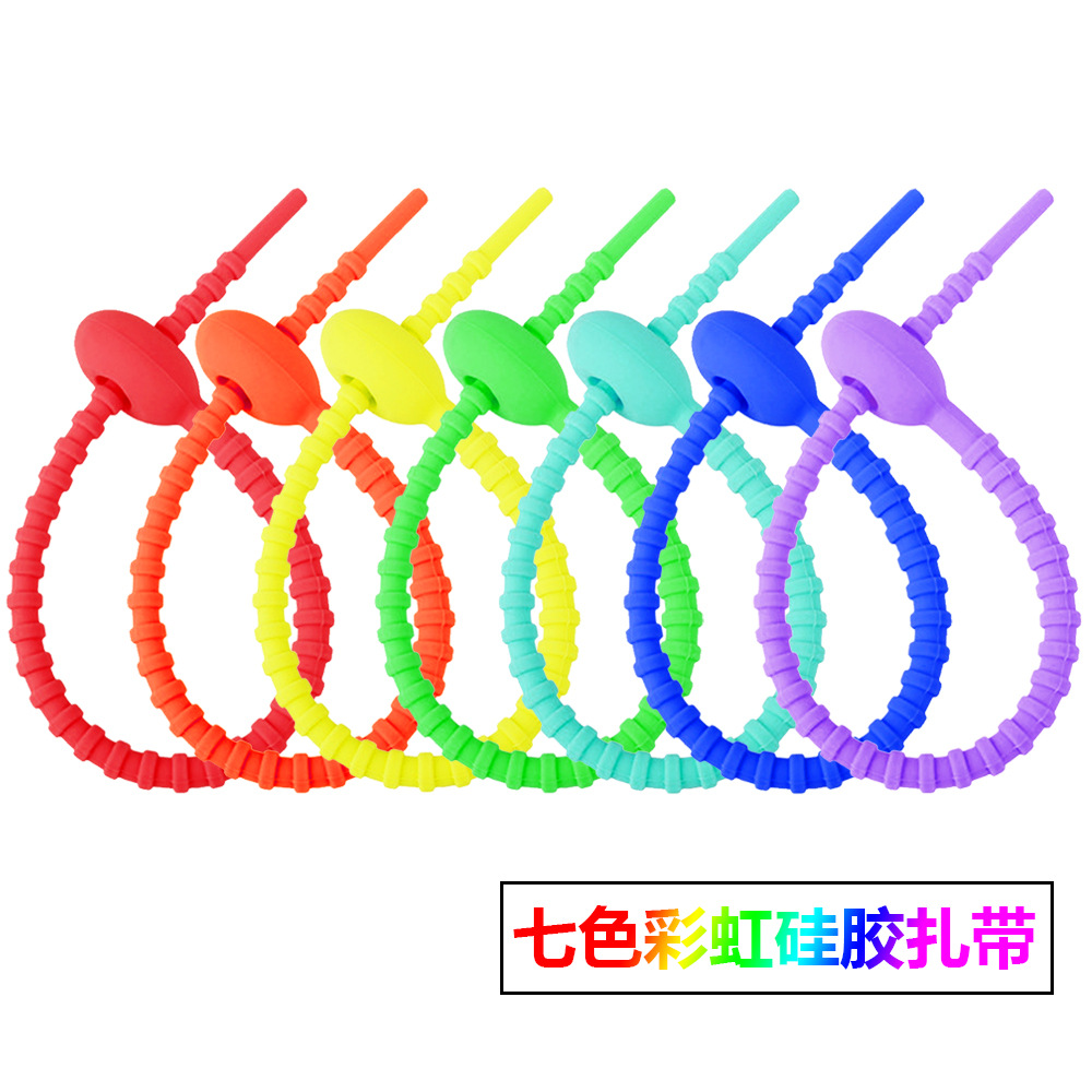 Picture of 215mm silicone cable tie data line storage finishing winder DIY key chain jewelry pendant color lanyard