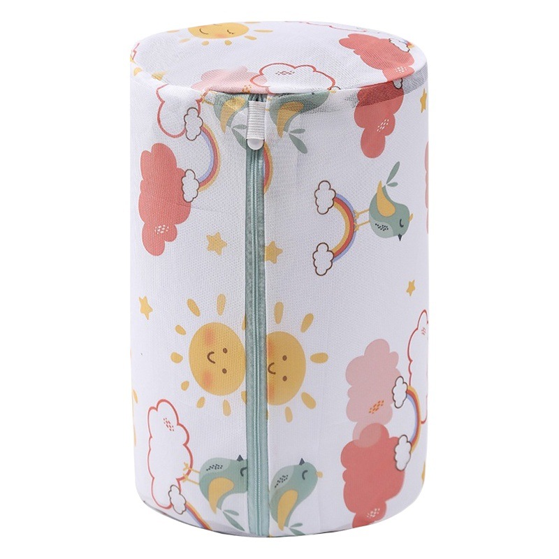 Printed Fine Mesh Laundry Bag Special Laundry Bag for Clothes Bra Bag Cylindrical Laundry Mesh Bag Set Thickened