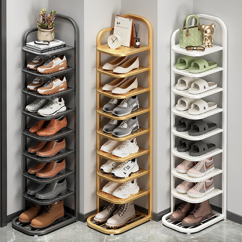 Simple shoe rack door small narrow entrance door against the wall wrought iron shoe rack multi-layer household corner dormitory dustproof