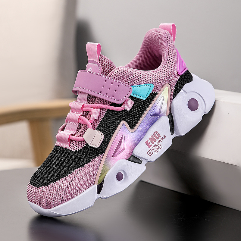 New Boys' sneaker Breathable Mesh Non-slip Wear-resistant Children's sneaker Velcro Sports for Middle and Big Children Students