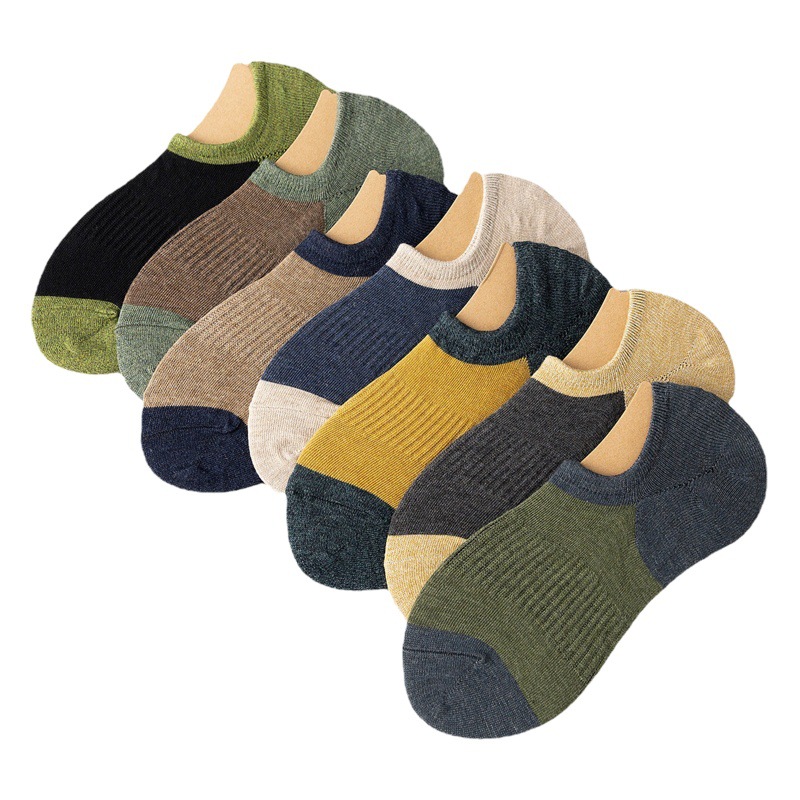 New summer men's socks color matching casual boat Socks retro parallel socks men's invisible silicone non-slip socks wholesale