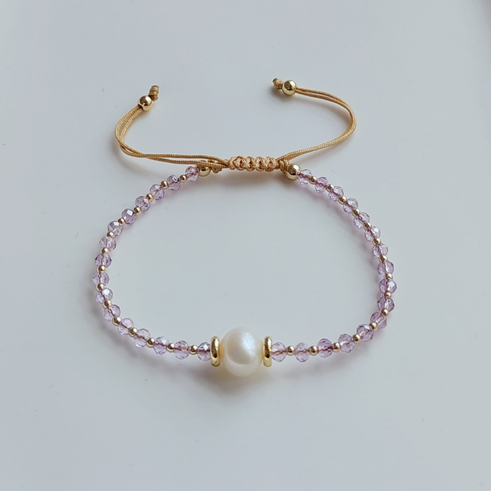Picture of Ins Style Fashionable Handmade Beaded Facet Crystal Bracelet All-match Natural Freshwater Pearl Bracelet Women's European and American Cross-border Bracelet
