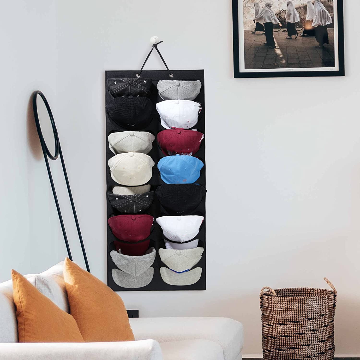 Nangong Felt Baseball Cap Storage Hanging Bag Hat Storage Display Board 14 Slots Felt Hat Storage Rack