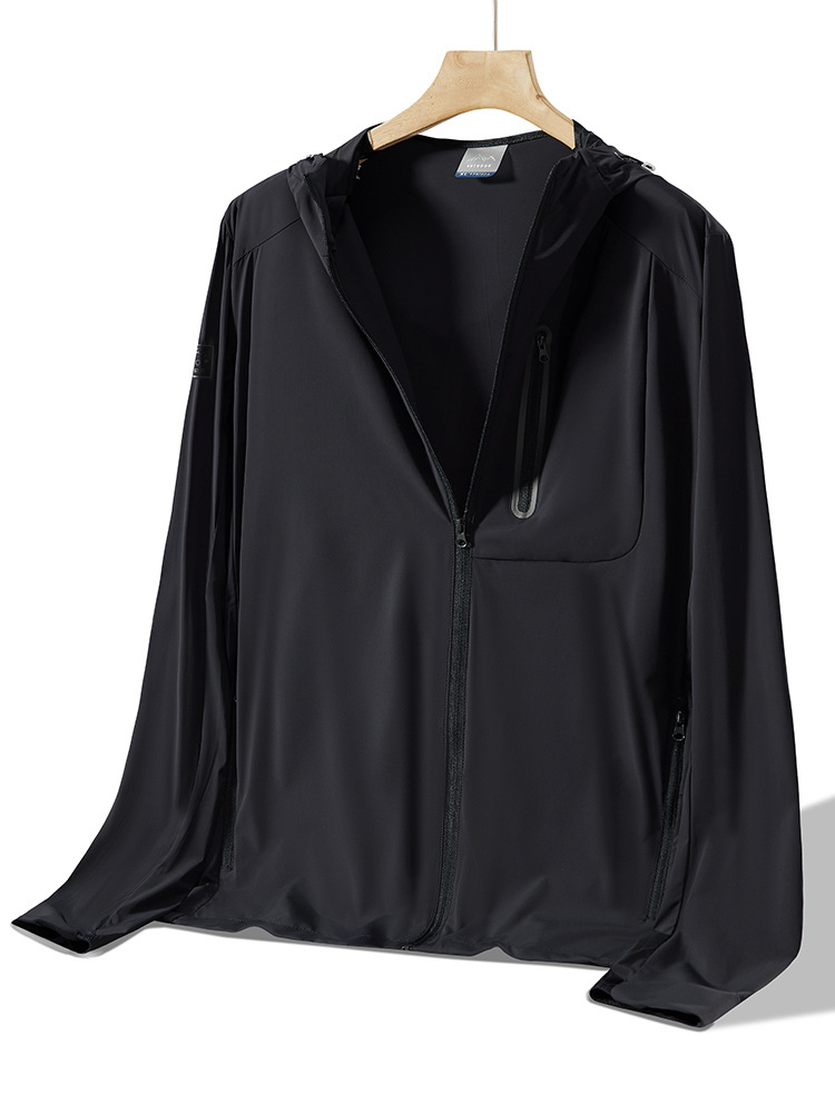 2024 new summer ice UV protection sun protection clothing breathable ice silk hooded plus size sun protection clothing for men wholesale