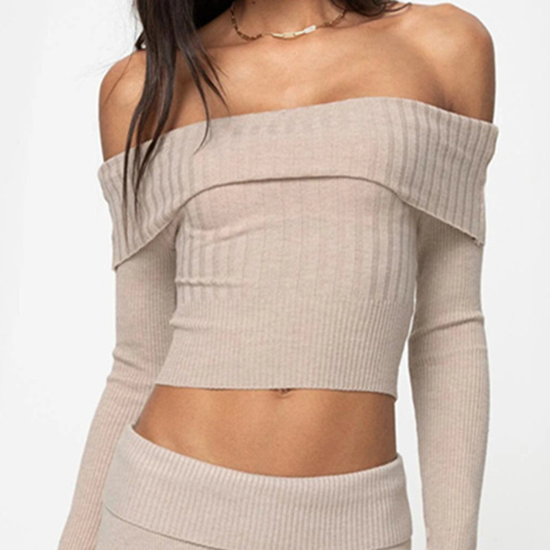 Picture of European and American women's sweater Amazon new sexy hot girl off-neck long sleeve sweater in stock