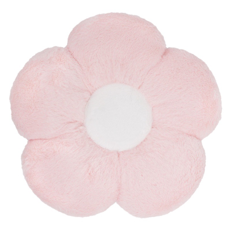 Simple Rabbit Fur Pink Flower Sofa Cushion Plush Soft Comfortable Seat Cushion Office Nap Sedentary Ass
